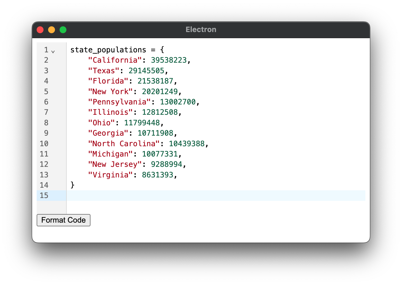 Code formatting